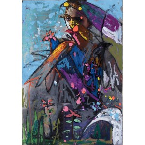 Farrukh Shahab, Bird Series, 08 x 12 inches, Mix Media On Magazine Paper, Figurative Painting, AC-FS-120